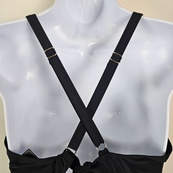 Blooming Jelly Womens Size XL One-Piece Swimsuit Cutout Bikini Black White Beach - Picture 9 of 12